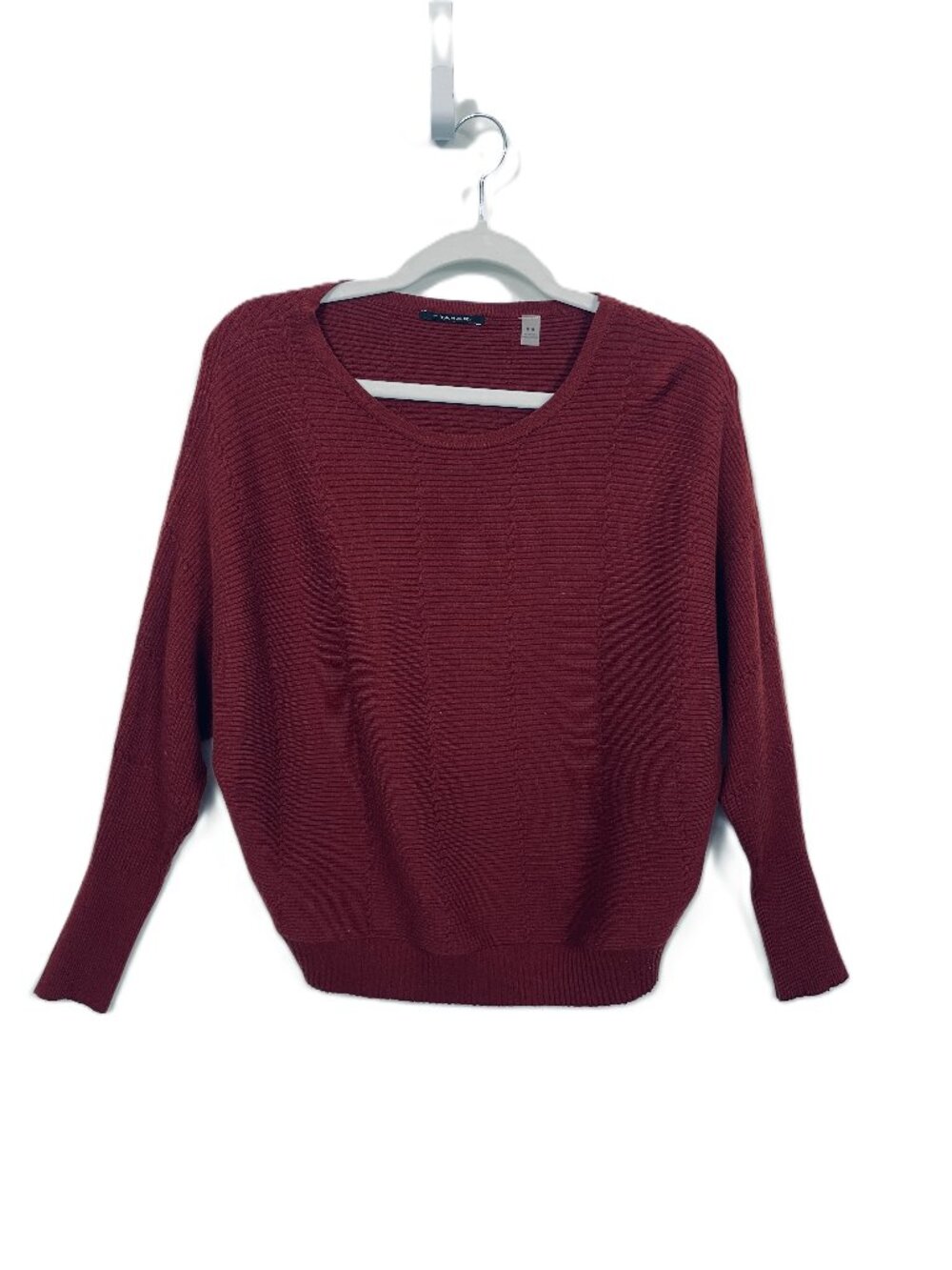 T Tahari Ribbed Textured Knit Dolman Sleeve Sweater Rust Size: M